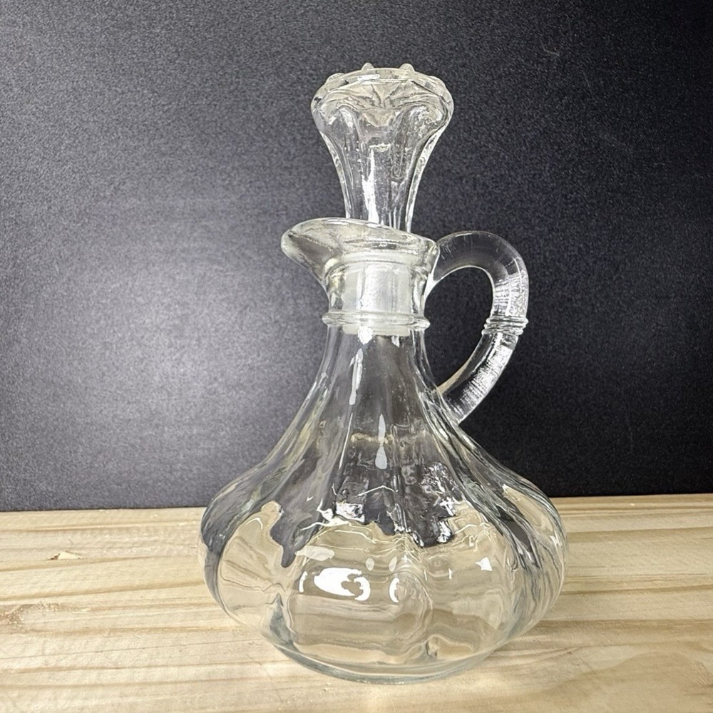 Vintage Anchor Hocking‎ MCM Vinegar Oil Cruet Decanter Bottle & Glass Stopper